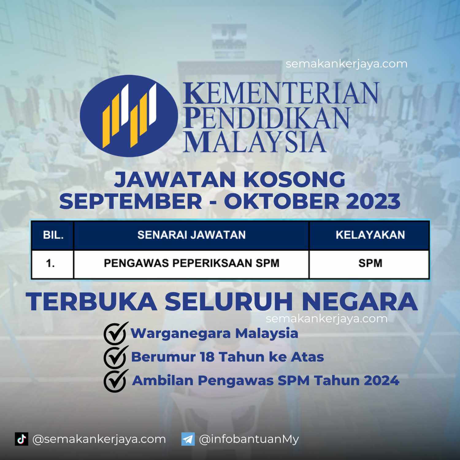 Jawatan Kosong Pengawas Peperiksaan SPM Tahun 2023 ~ Pengambilan Terbuka Kementerian Pendidikan Malaysia