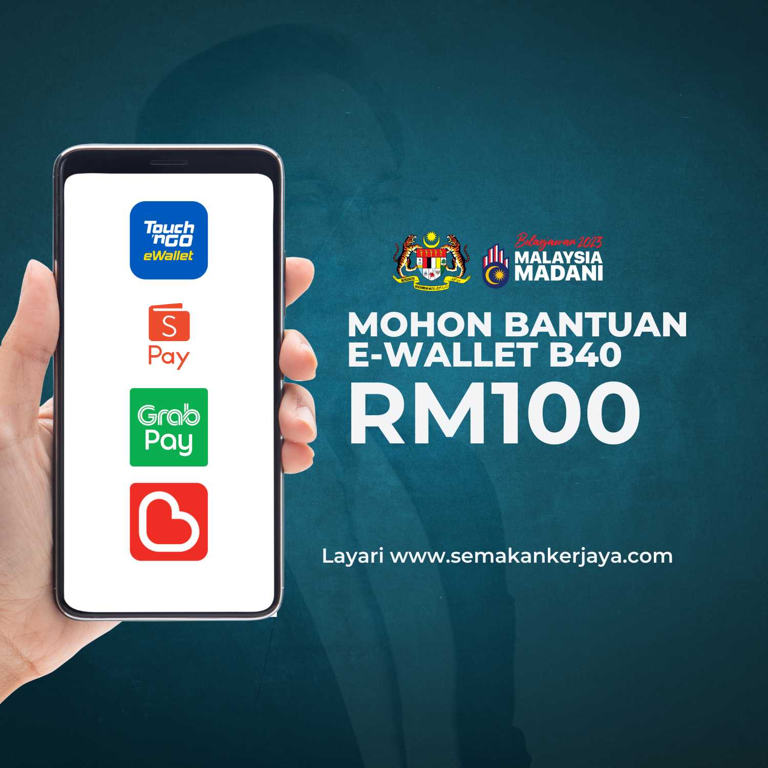 eWallet RM100 Mohon Kredit e-Tunai Untuk Golongan B40